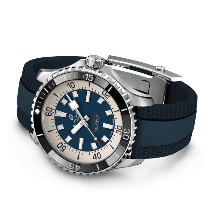 Breitling Superocean Automatic 44 Blue Dial Blue Rubber Strap Watch for Men - A17376211C1S1 Buy Now By Breitling