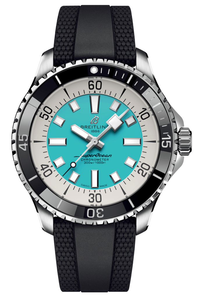 Breitling Superocean Automatic 44 Turquoise Dial Black Rubber Strap Watch for Men - A17376211L2S1 Buy Now By Breitling