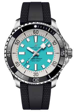 Breitling Superocean Automatic 44 Turquoise Dial Black Rubber Strap Watch for Men - A17376211L2S1 Buy Now By Breitling