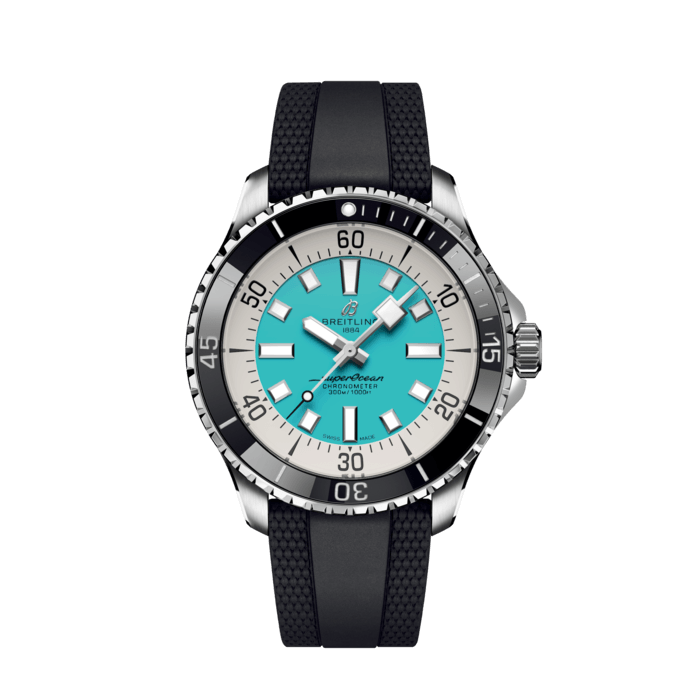 Breitling Superocean Automatic 44 Turquoise Dial Black Rubber Strap Watch for Men - A17376211L2S1 Buy Now By Breitling