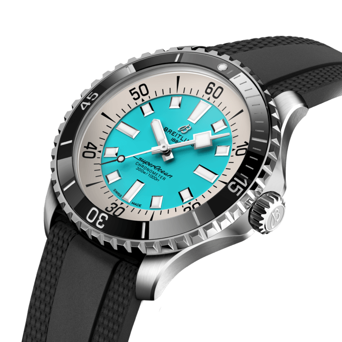 Breitling Superocean Automatic 44 Turquoise Dial Black Rubber Strap Watch for Men - A17376211L2S1 Buy Now By Breitling