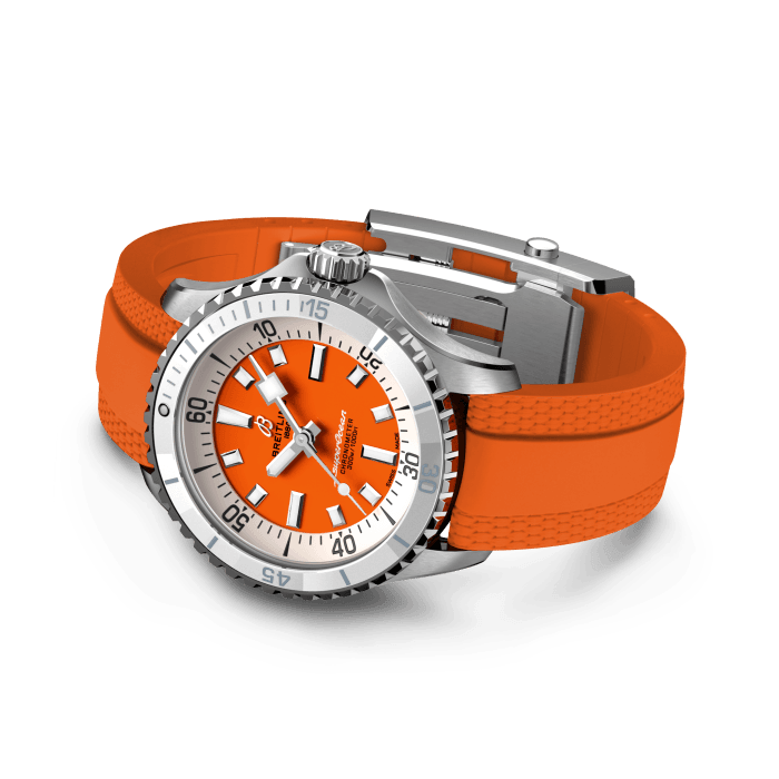 Breitling Superocean Automatic 36 Orange Dial Orange Rubber Strap Watch for Men - A17377211O1S1 Buy Now By Breitling