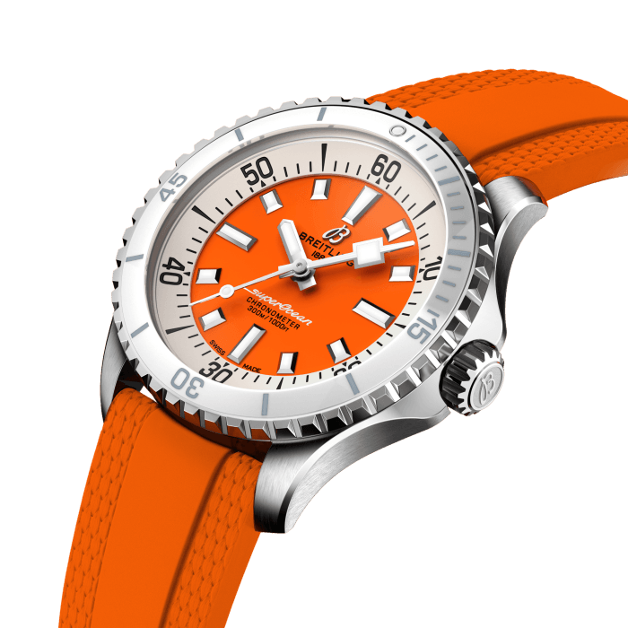 Breitling Superocean Automatic 36 Orange Dial Orange Rubber Strap Watch for Men - A17377211O1S1 Buy Now By Breitling