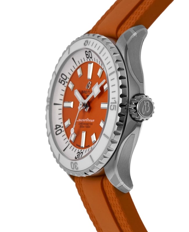 Breitling Superocean Automatic 36 Orange Dial Orange Rubber Strap Watch for Men - A17377211O1S1 Buy Now By Breitling