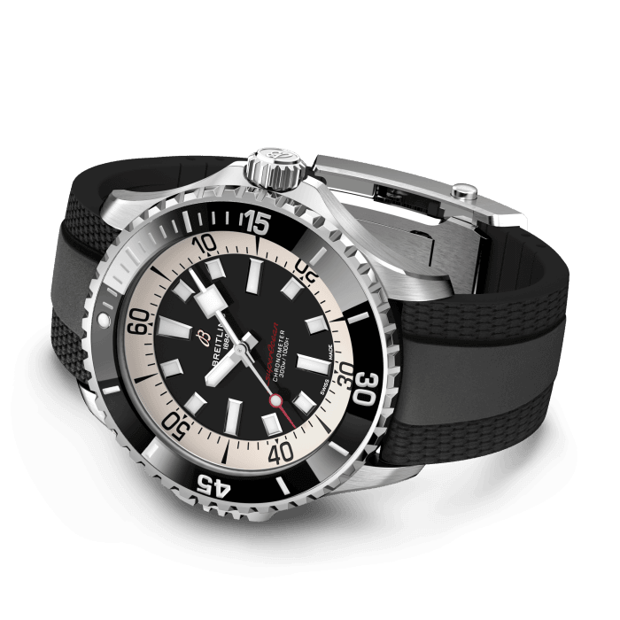 Breitling Superocean Automatic 46 Black Dial Black Rubber Strap Watch for Men - A17378211B1S1 Buy Now By Breitling