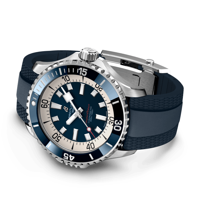 Breitling Superocean Automatic 46 Blue Dial Blue Rubber Strap Watch for Men - A17378E71C1S1 Buy Now By Breitling