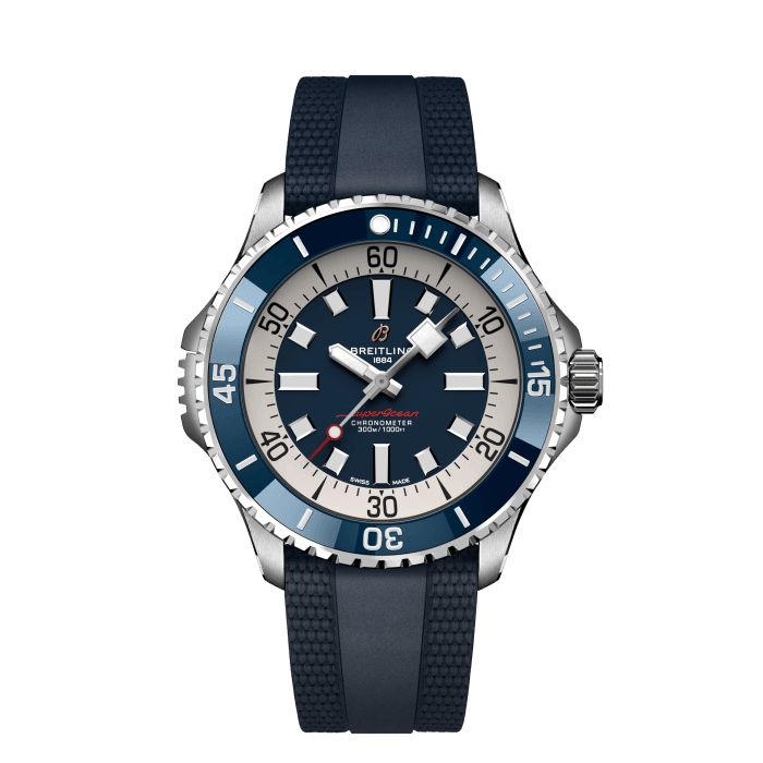 Breitling Superocean Automatic 46 Blue Dial Blue Rubber Strap Watch for Men - A17378E71C1S1 Buy Now By Breitling