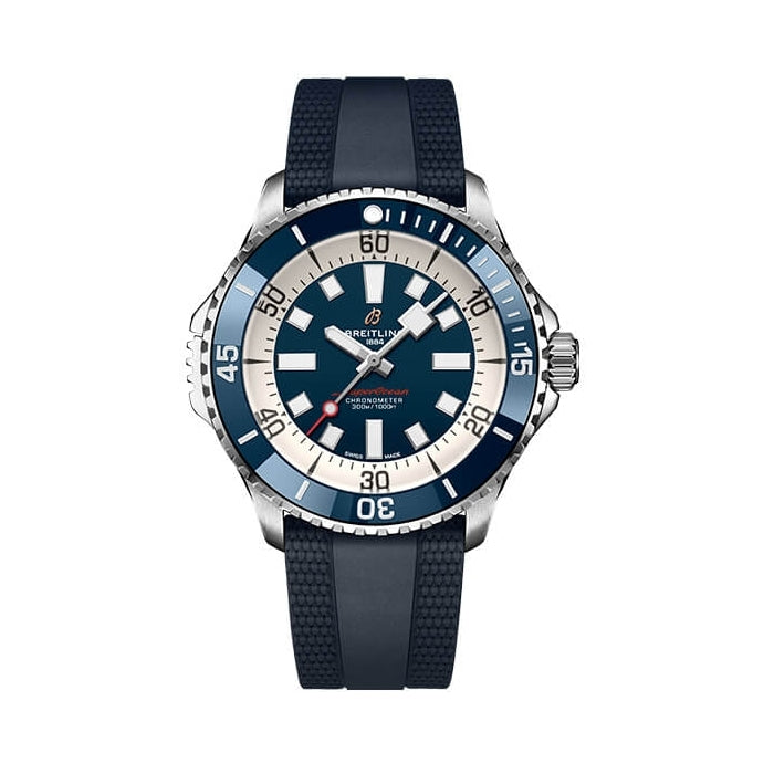 Breitling Superocean Automatic 46 Blue Dial Blue Rubber Strap Watch for Men - A17378E71C1S1 Buy Now By Breitling