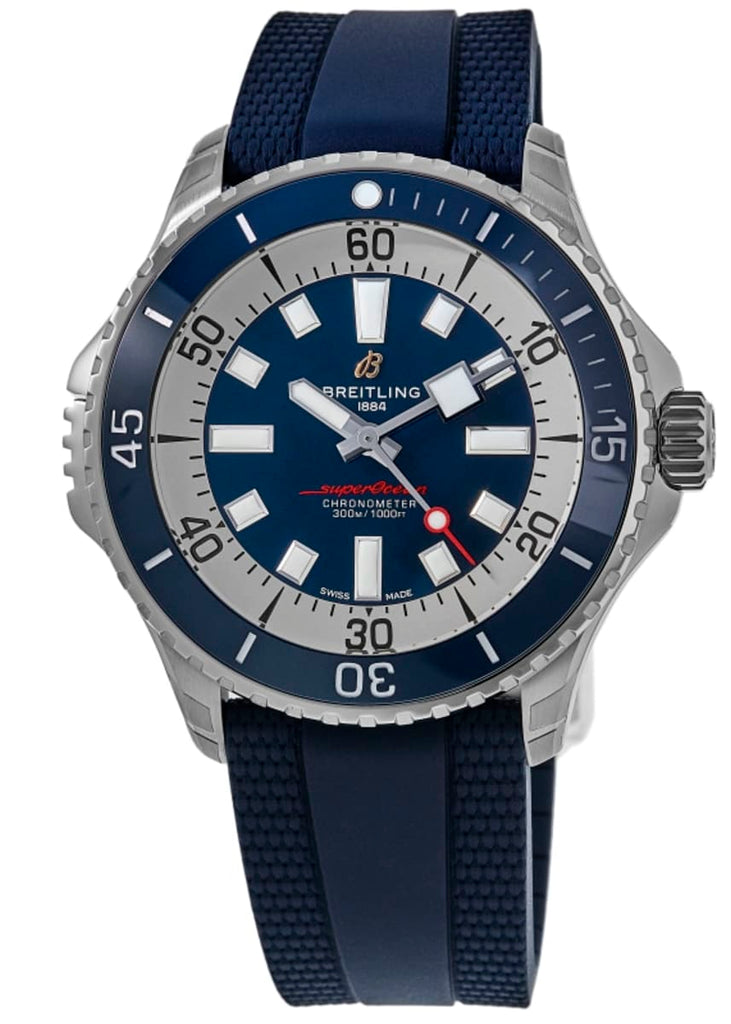 Breitling Superocean Automatic 46 Blue Dial Blue Rubber Strap Watch for Men - A17378E71C1S1 Buy Now By Breitling