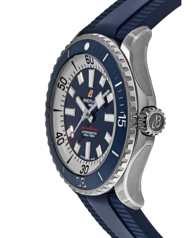Breitling Superocean Automatic 46 Blue Dial Blue Rubber Strap Watch for Men - A17378E71C1S1 Buy Now By Breitling