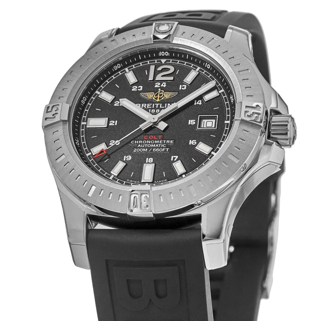 Breitling Colt Automatic 44mm Black Dial Rubber Strap Mens Watch - A1738811/BD44/152S Buy Now By Breitling
