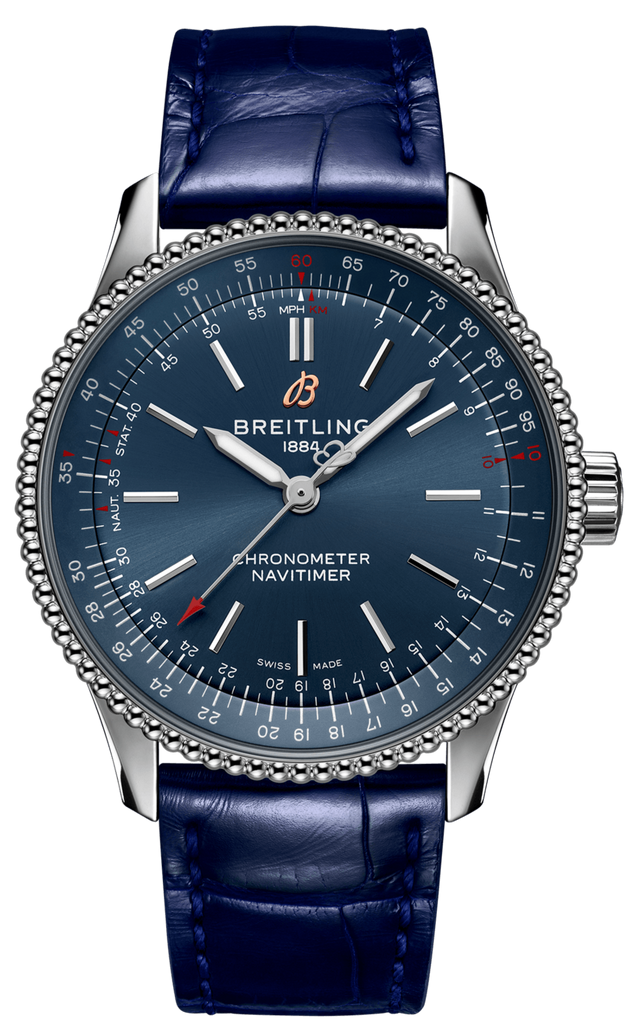Breitling Navitimer Automatic 35 Blue Dial Blue Leather Strap Watch for Men - A17395161C1P1 Buy Now By Breitling