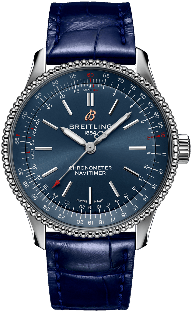 Breitling Navitimer Automatic 35 Blue Dial Blue Leather Strap Watch for Men - A17395161C1P1 Buy Now By Breitling