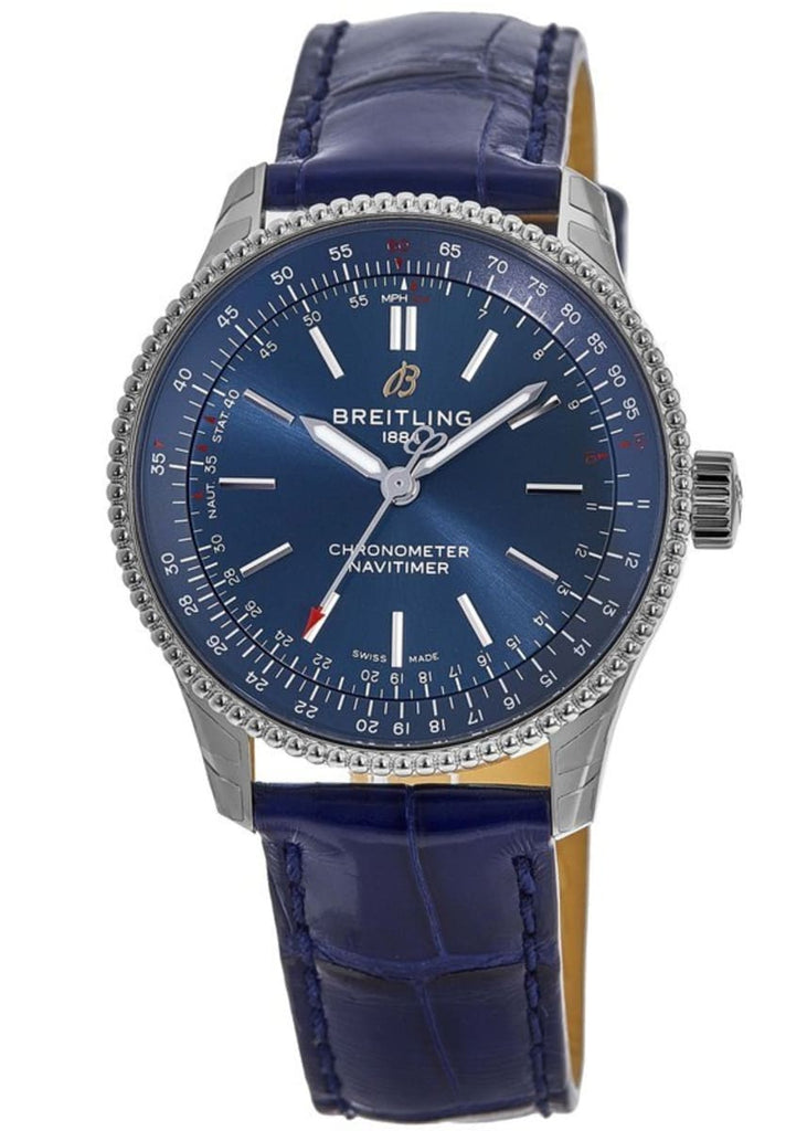 Breitling Navitimer Automatic 35 Blue Dial Blue Leather Strap Watch for Men - A17395161C1P1 Buy Now By Breitling
