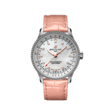 Breitling Navitimer Automatic 35 Mother of Pearl Dial Pink Leather Strap Watch for Women - A17395211A1P3 Buy Now By Breitling