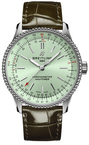 Breitling Navitimer Automatic 35 Green Dial Green Leather Strap Watch for Women - A17395361L1P1 Buy Now By Breitling