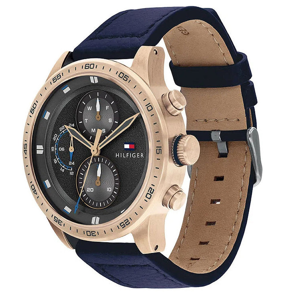 Tommy Hilfiger Trent Chronograph Grey Dial Black Leather Strap Watch For Men - 1791808 Buy Now By Tommy Hilfiger