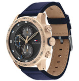 Tommy Hilfiger Trent Chronograph Grey Dial Black Leather Strap Watch For Men - 1791808 Buy Now By Tommy Hilfiger