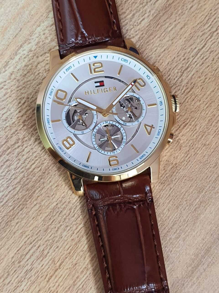 Tommy Hilfiger Keagan Quartz Silver Dial Brown Leather Strap Watch for Men - 1791291 Buy Now By Tommy Hilfiger