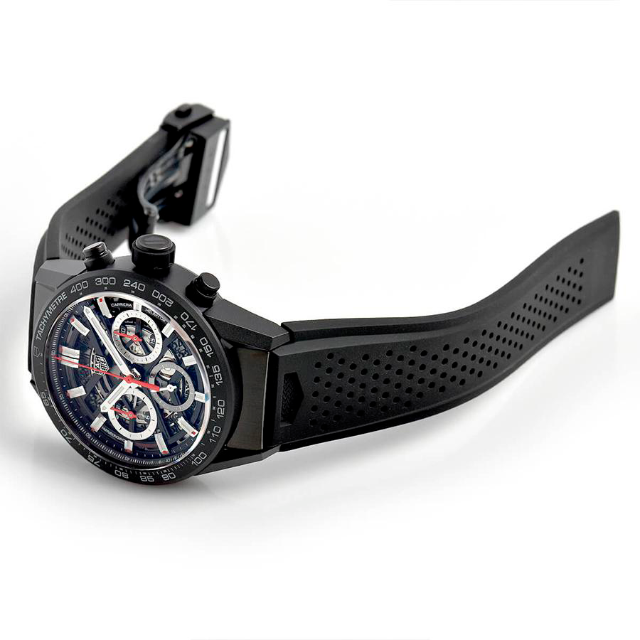 Tag Heuer Carrera Automatic Chronograph Black Dial Black Rubber Strap Watch for Men - CBG2A90.FT6173 Buy Now By Tag Heuer