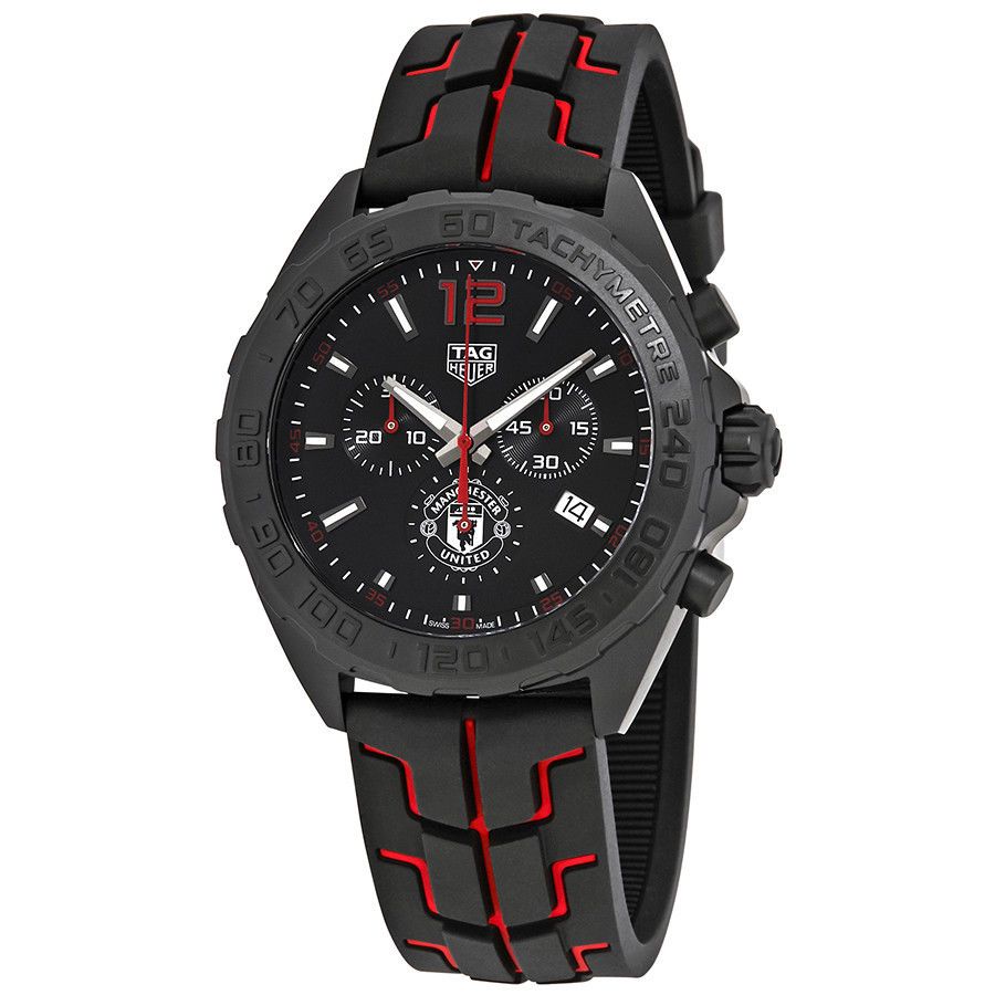 Tag Heuer Formula 1 Manchester United Limited Edition Black Dial Black & Red Rubber Strap Watch for Men - CAZ101J.FT8027 Buy Now By Tag Heuer