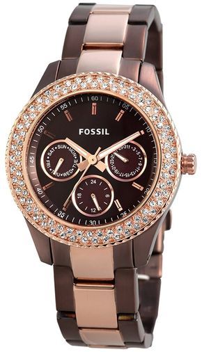 Fossil Stella Multifunction Brown Dial Two Tone Steel Strap Watch for Women - ES4079 Buy Now By Fossil
