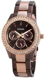 Fossil Stella Multifunction Brown Dial Two Tone Steel Strap Watch for Women - ES4079 Buy Now By Fossil