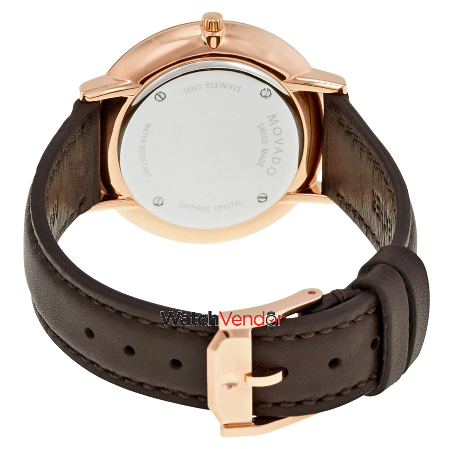 Movado Ultra Slim Silver Dial Brown Leather Strap Watch For Women - 0607093 Buy Now By Movado