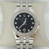 Bulova Crystal Collection Black Dial Silver Steel Strap Watch for Men - 96K102 Buy Now By Bulova