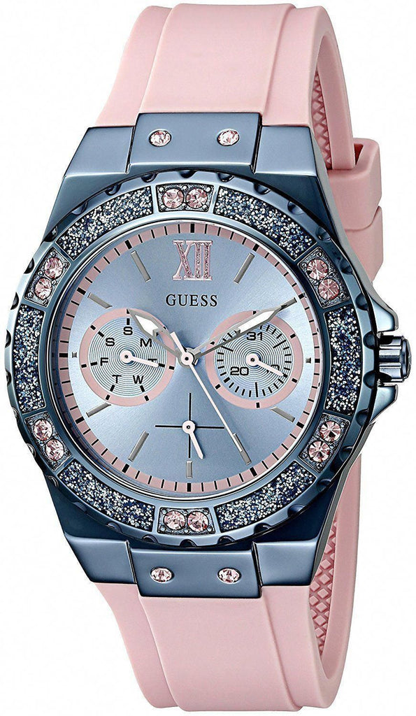 Guess Limelight Blue Dial Pink Rubber Strap Watch For Women - W0775L5 Buy Now By Guess