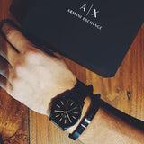 Armani Exchange Nico Analog Black Dial Black Steel Strap Watch For Men - AX7102