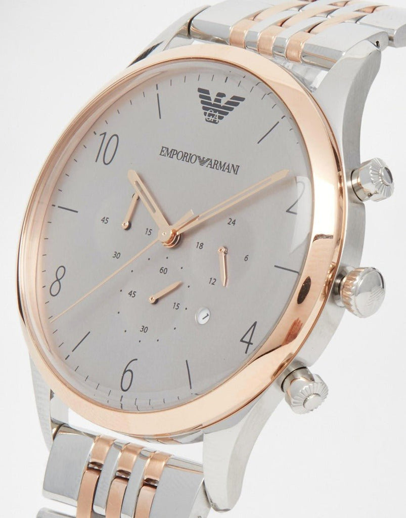 Emporio Armani Beta Chronograph Grey Dial Two Tone Steel Strap Watch For Men - AR1864 Buy Now By Emporio Armani