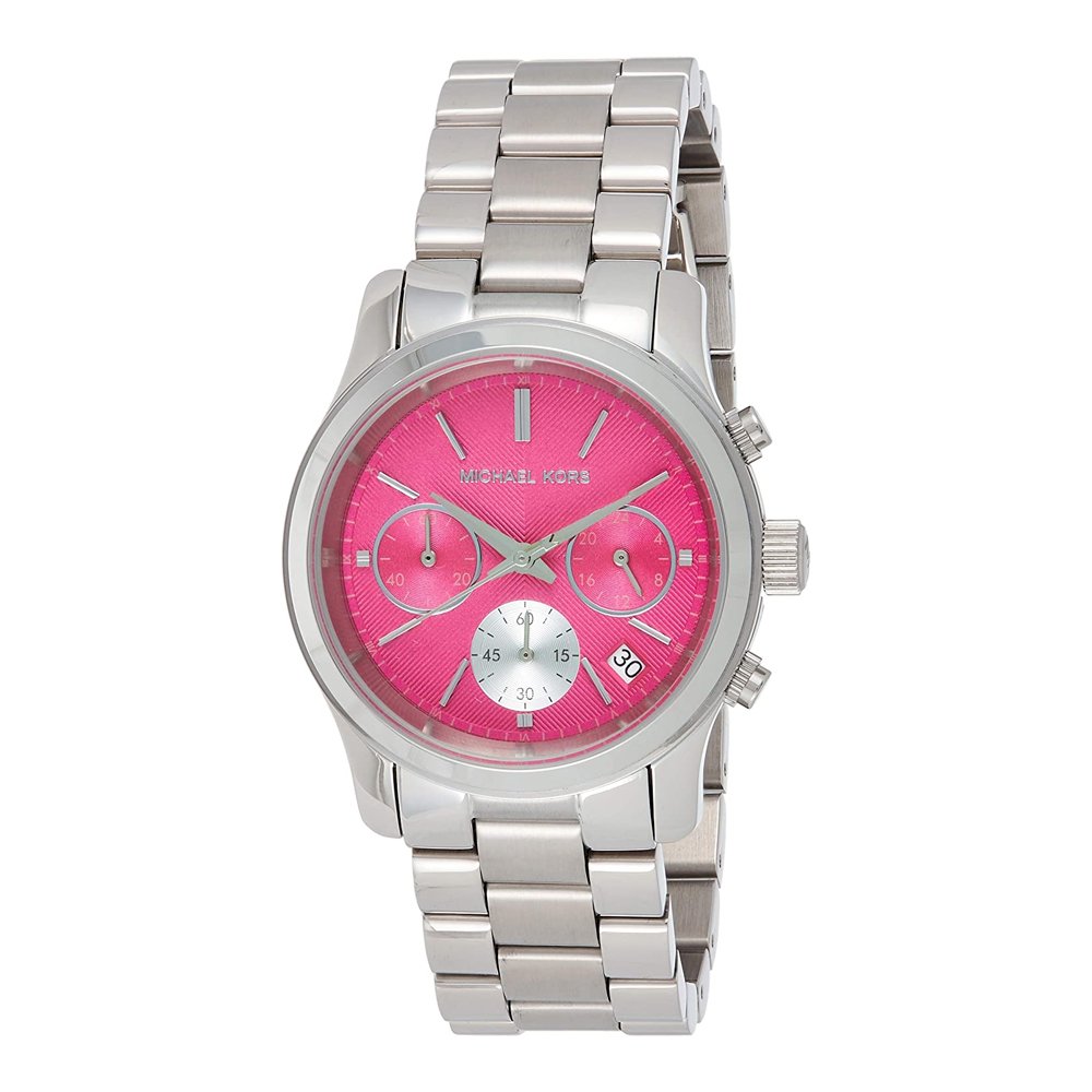 Michael Kors Runway Chronograph Pink Dial Silver Steel Strap Watch for Women - MK6160 Buy Now By Michael Kors
