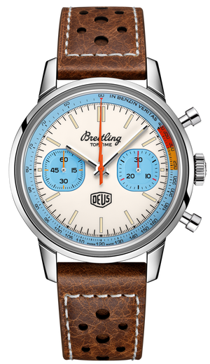 Breitling Top Time Deus Limited Edition White Dial Brown Leather Strap Watch for Men - A233112A1A1X1 Buy Now By Breitling