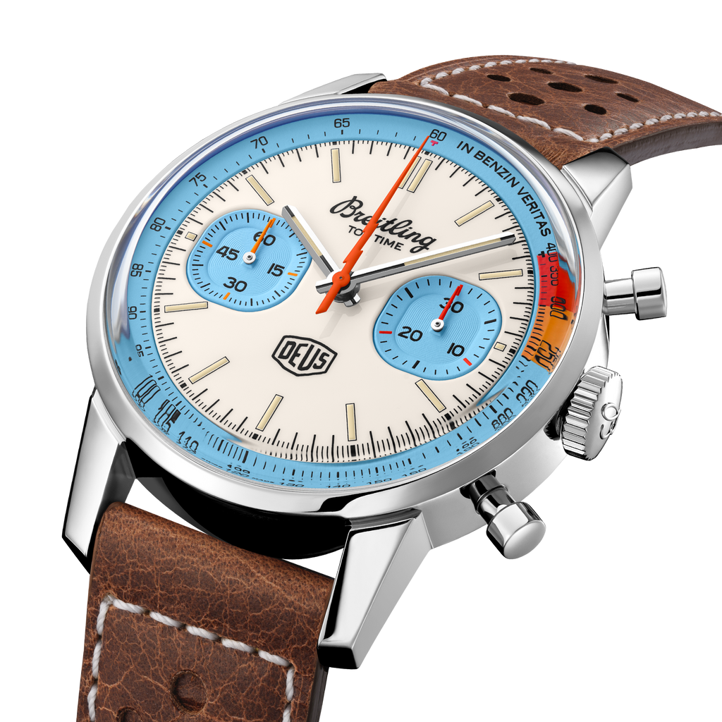 Breitling Top Time Deus Limited Edition White Dial Brown Leather Strap Watch for Men - A233112A1A1X1 Buy Now By Breitling
