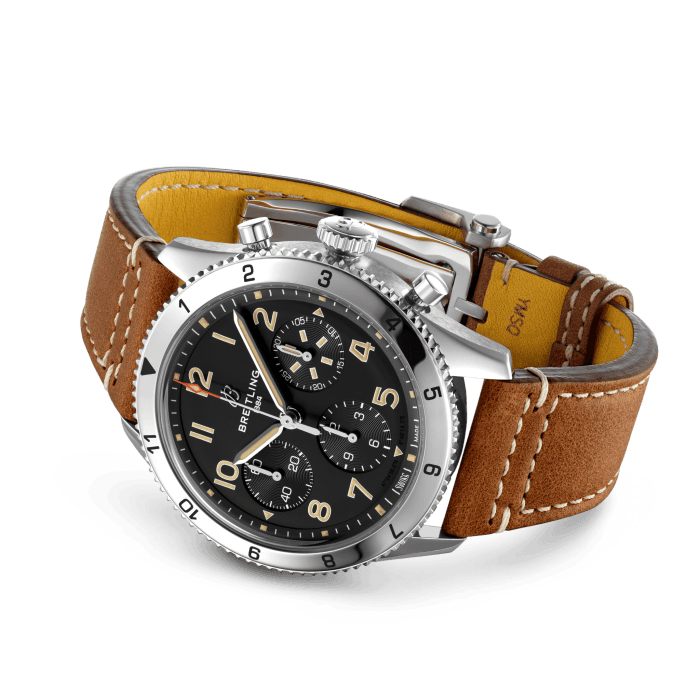 Breitling Avi Chronograph 42 P-51 Mustang Black Dial Brown Leather Strap Watch for Men - A233803A1B1X1 Buy Now By Breitling