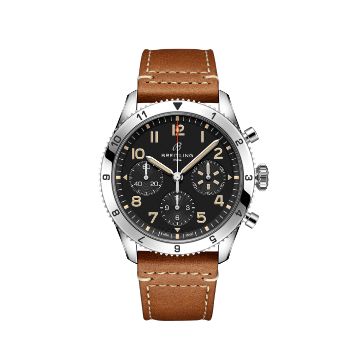 Breitling Avi Chronograph 42 P-51 Mustang Black Dial Brown Leather Strap Watch for Men - A233803A1B1X1 Buy Now By Breitling