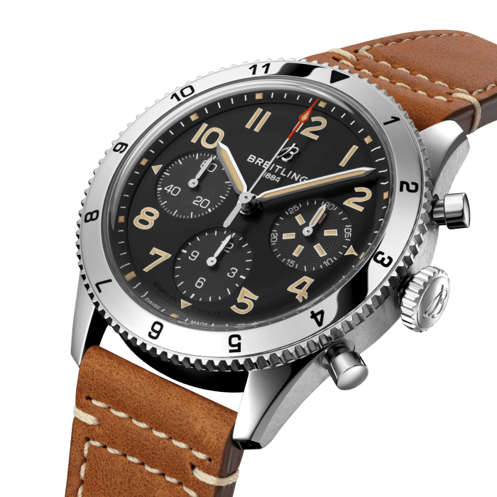 Breitling Avi Chronograph 42 P-51 Mustang Black Dial Brown Leather Strap Watch for Men - A233803A1B1X1 Buy Now By Breitling
