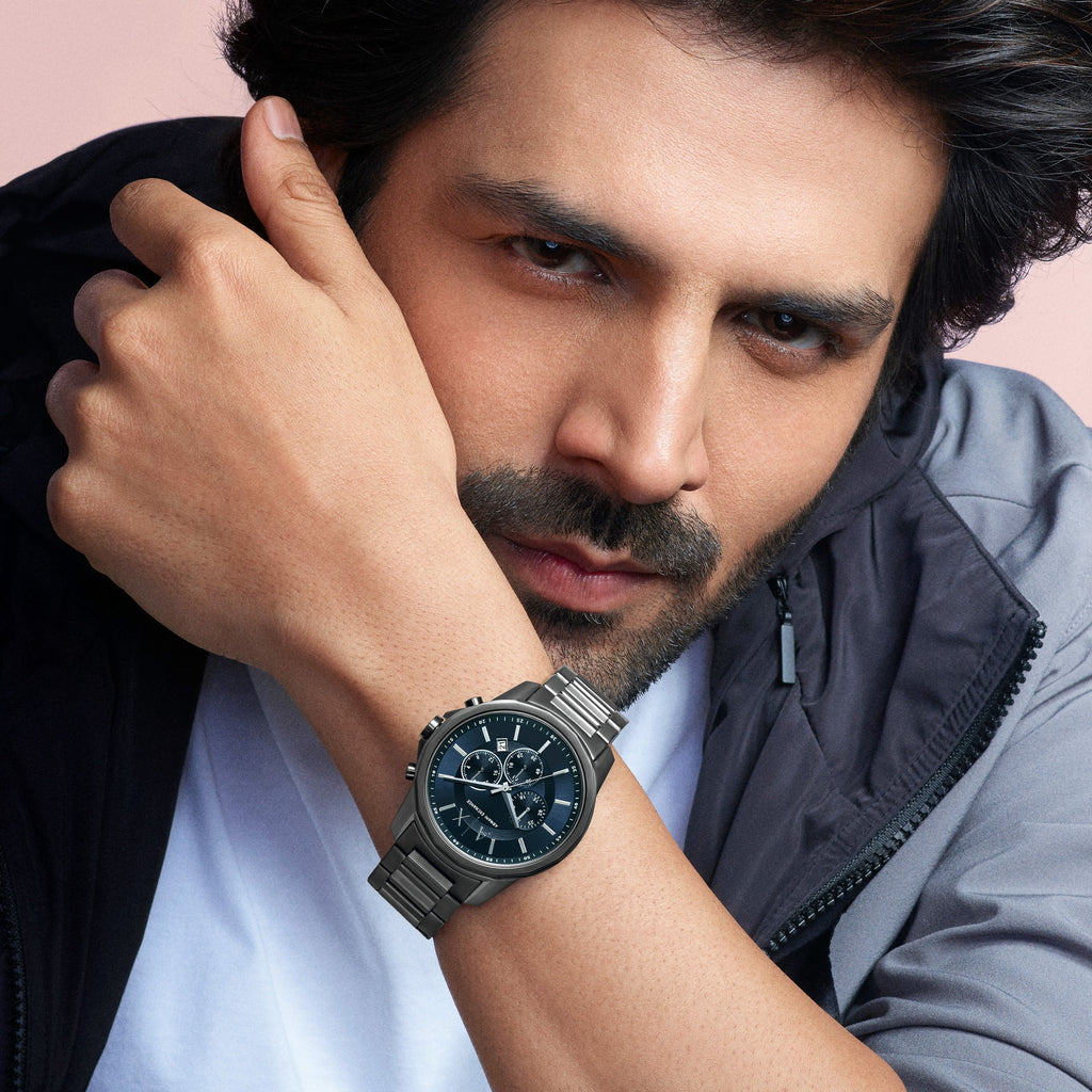 Armani Exchange Banks Chronograph Blue Dial Grey Steel Strap Watch For Men - AX1731 Buy Now By Armani Exchange