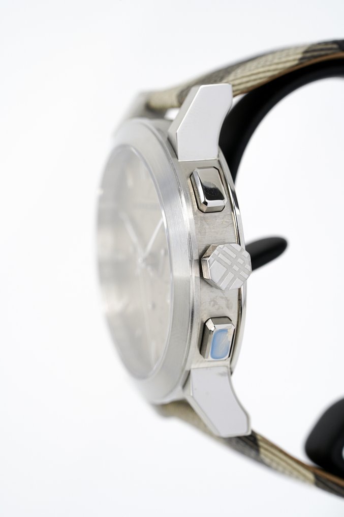 Burberry The City Smoke Dial Checked Brown Leather Strap Watch for Men - BU9358 Buy Now By Burberry