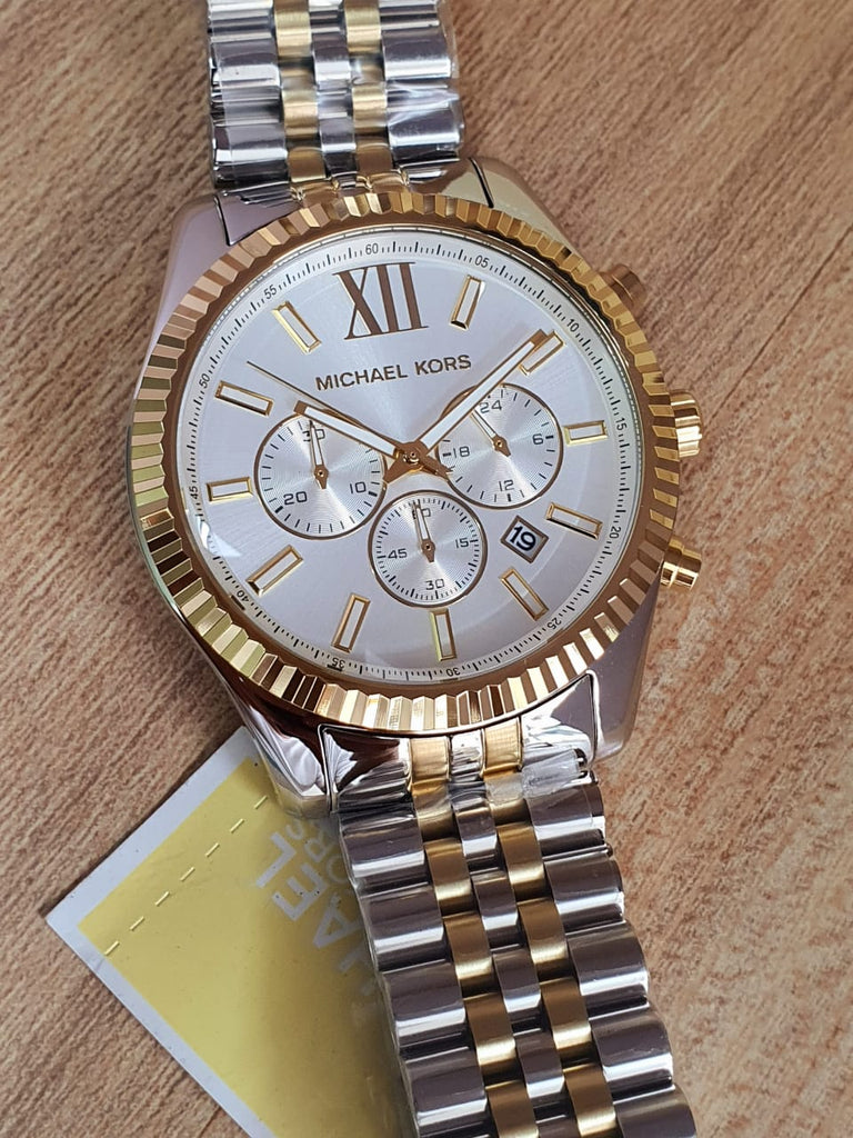 Michael Kors Lexington Silver Dial Two Tone Steel Strap Watch for Men - MK8344 Buy Now By Michael Kors