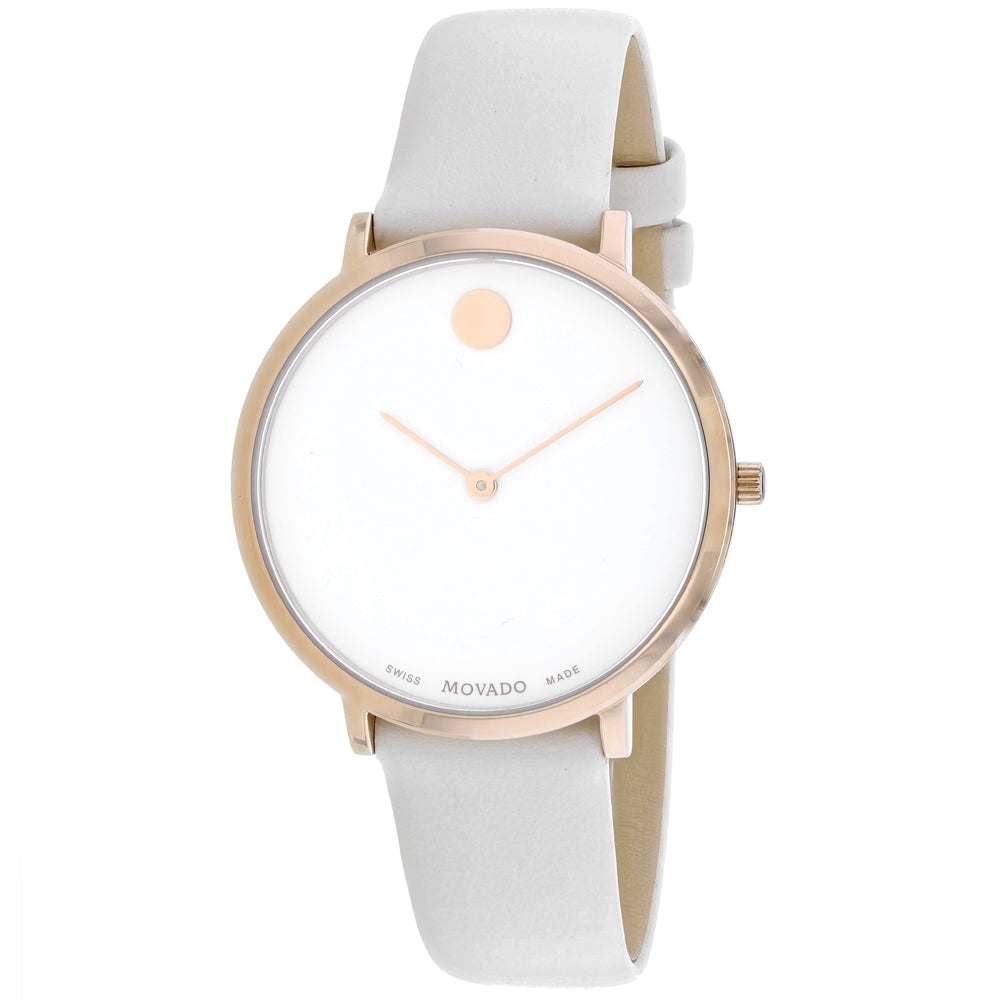 Movado Museum 70th Anniversary Special Edition White Dial White Leather Strap Watch For Women - 0607139 Buy Now By Movado