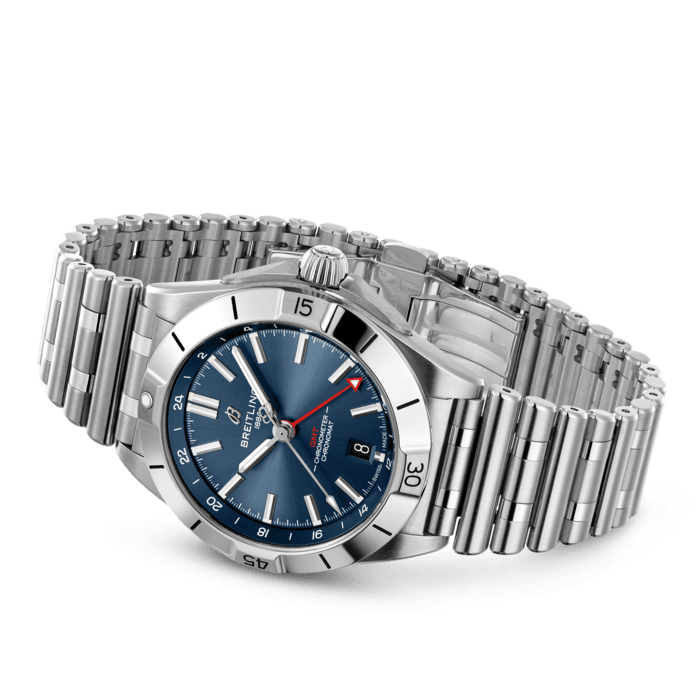 Breitling Chronomat GMT 40 Blue Dial Silver Steel Strap Watch for Men - A32398101C1A1 Buy Now By Breitling