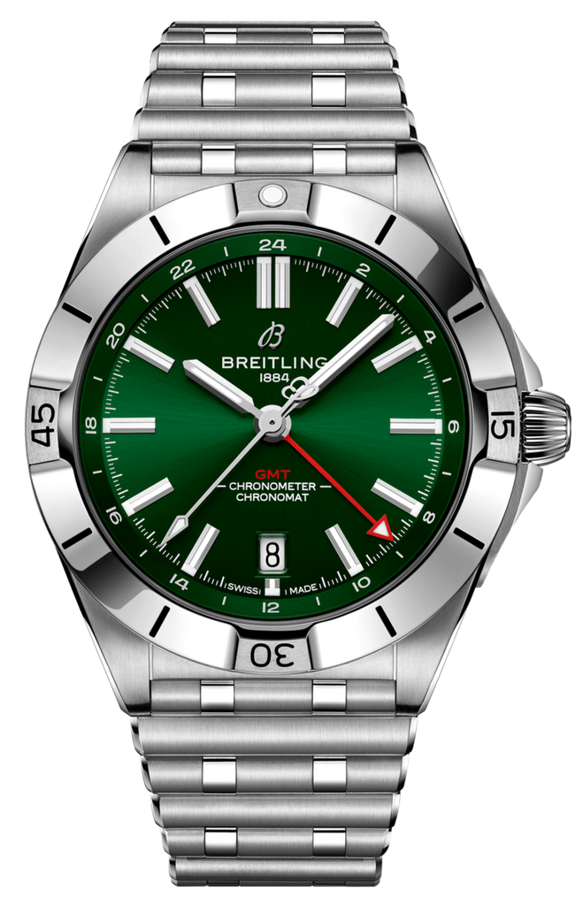Breitling Chronomat GMT 40 Green Dial Silver Steel Strap Watch for Men - A32398101L1A1 Buy Now By Breitling