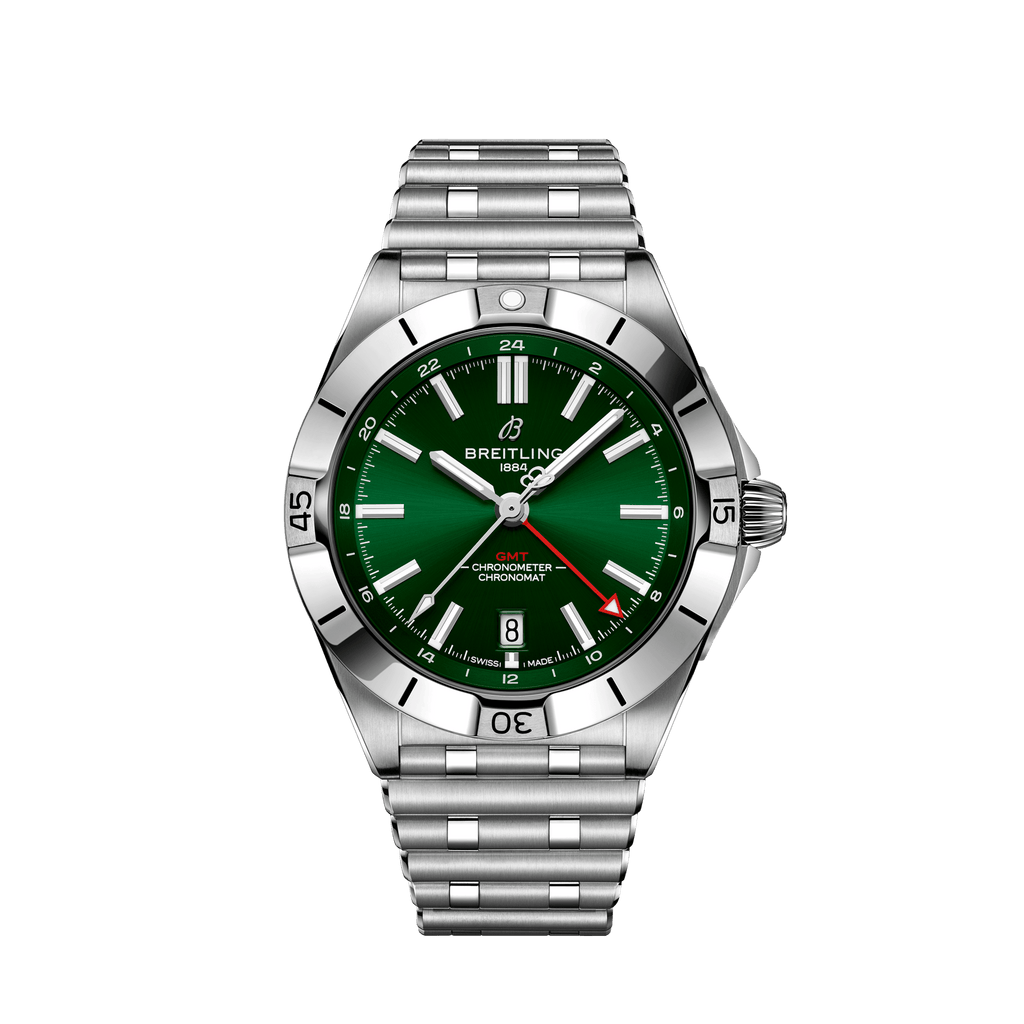 Breitling Chronomat GMT 40 Green Dial Silver Steel Strap Watch for Men - A32398101L1A1 Buy Now By Breitling