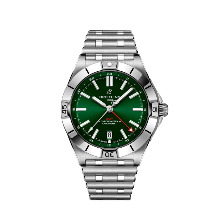 Breitling Chronomat GMT 40 Green Dial Silver Steel Strap Watch for Men - A32398101L1A1 Buy Now By Breitling