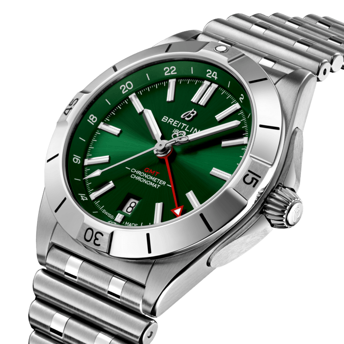 Breitling Chronomat GMT 40 Green Dial Silver Steel Strap Watch for Men - A32398101L1A1 Buy Now By Breitling