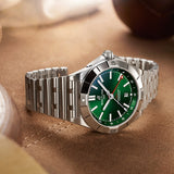 Breitling Chronomat GMT 40 Green Dial Silver Steel Strap Watch for Men - A32398101L1A1 Buy Now By Breitling
