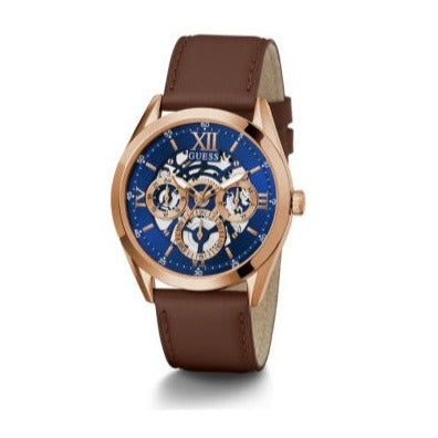 Guess Tailor Analog Blue Dial Brown Leather Strap Watch for Men - GW0389G3 Buy Now By Guess