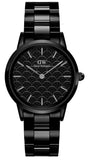 Daniel Wellington Iconic Link Ceramic Black Dial Black Steel Strap Watch For Women - DW00100414 Buy Now By Daniel Wellington
